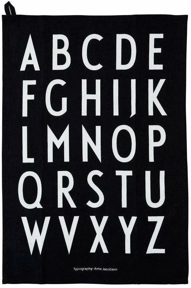 Design Letters Aj Tea Towel, Black, 2 P Cs.