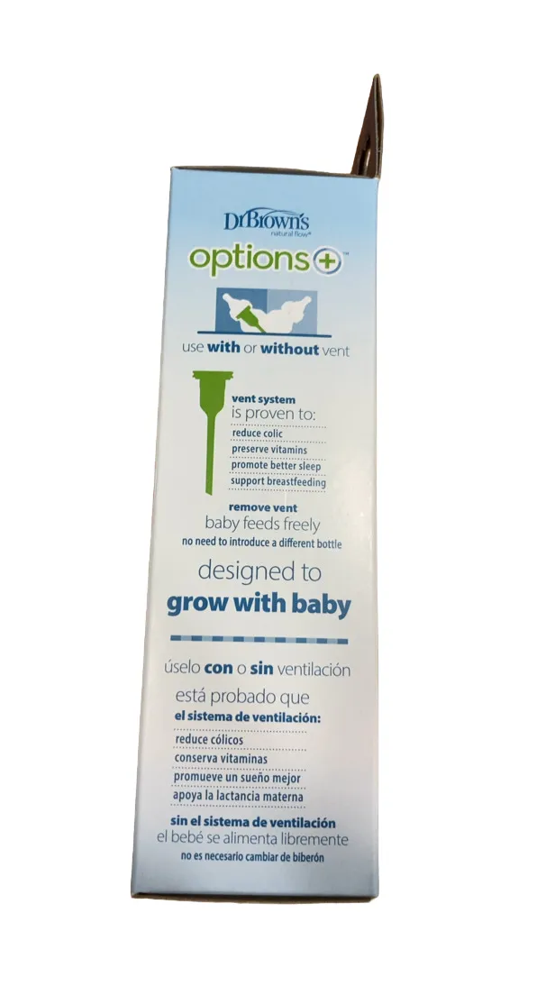 Dr. Brown's Anti-Colic Narrow Bottle, Options , Clear, 4 oz/120 ml, Level 1 Nipple (0 months )