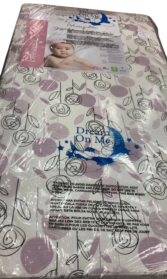 Dream On Me Joyful Blooms Breathable Foam Crib and Toddler Mattress, Rose Pink