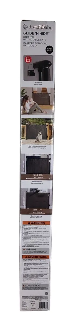 Dreambaby Glide 'N Hide Extra Tall Retractable Baby Gate, Black