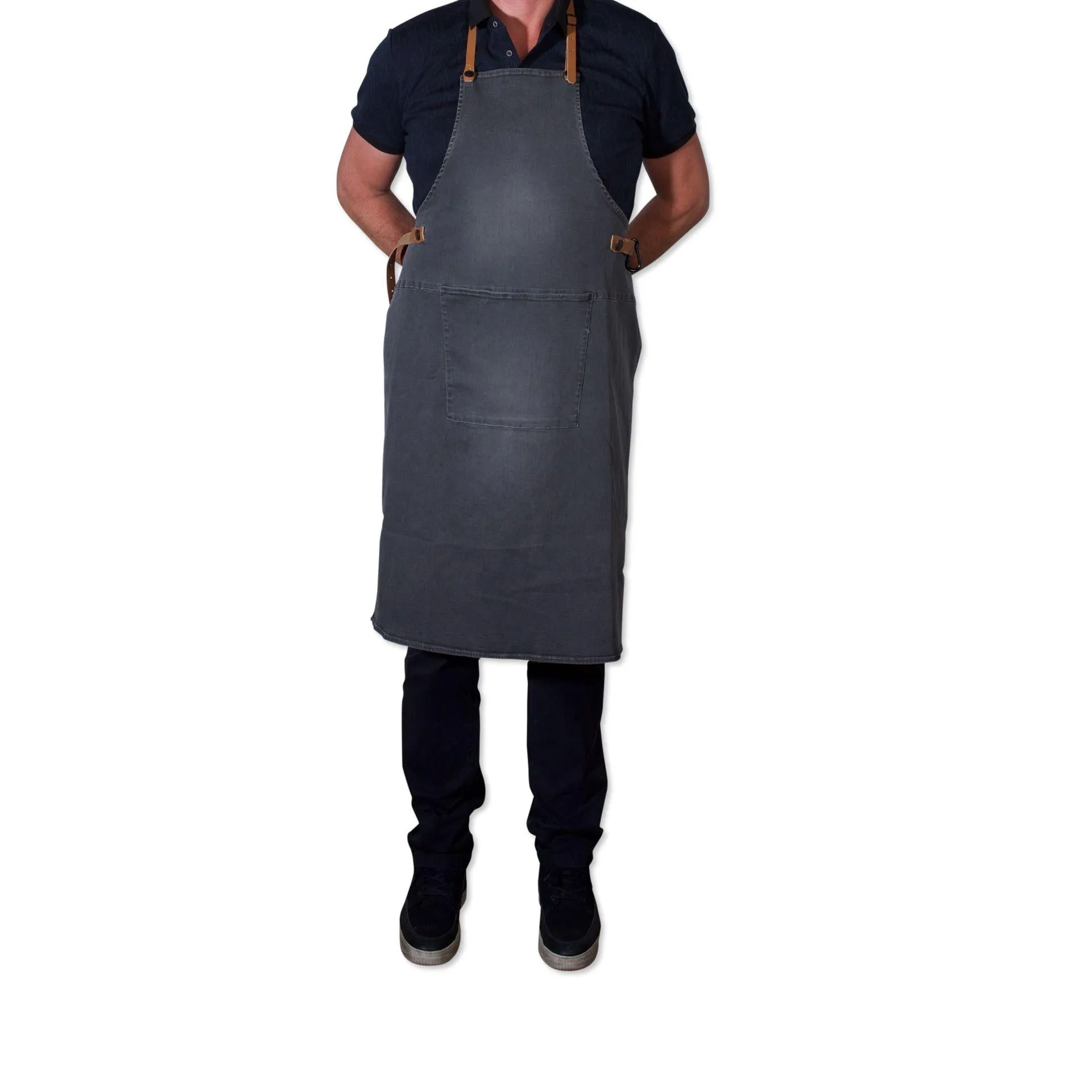 Dutchdeluxes Apron In Bbq Style Denim, Grey