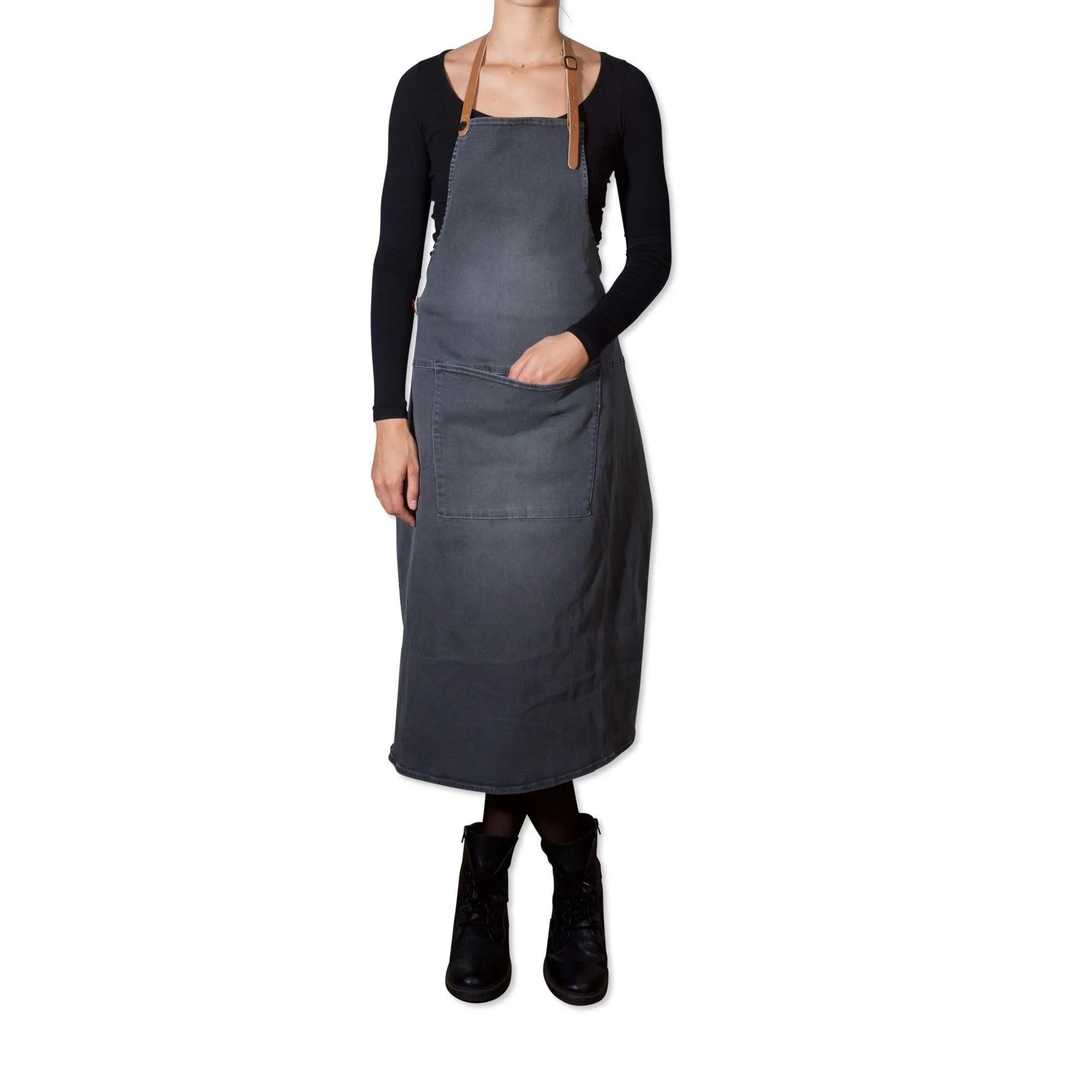 Dutchdeluxes Apron In Bbq Style Denim, Grey