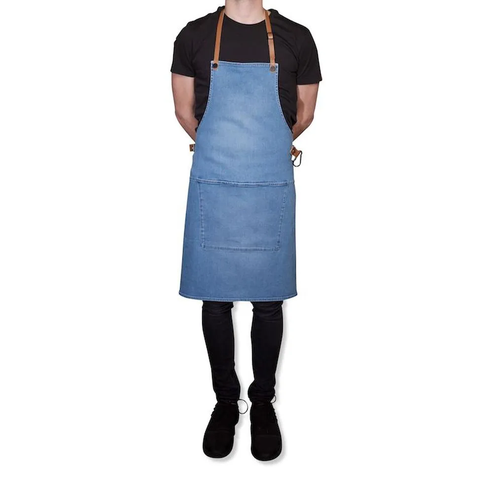 Dutchdeluxes Apron In Bbq Style Denim, Indigo