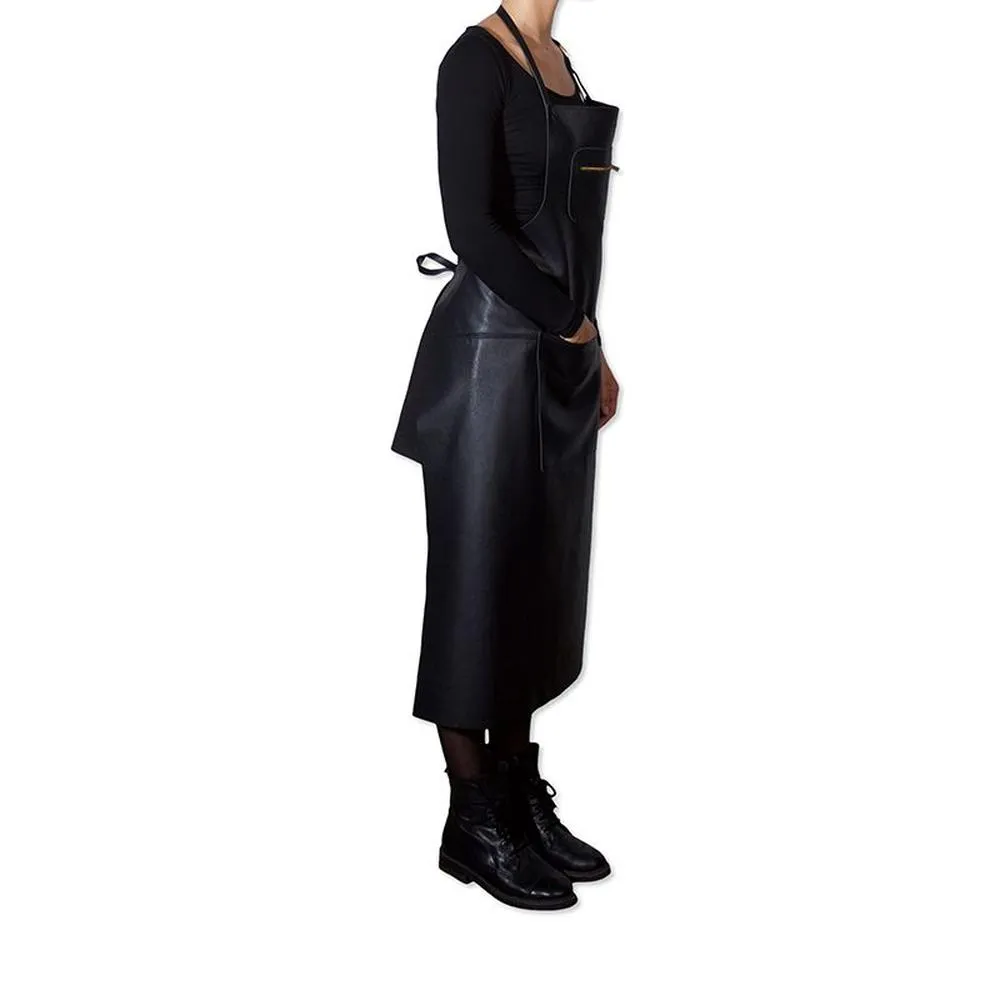 Dutchdeluxes Apron In Zipper Style Classic Leather Extra Long, Black