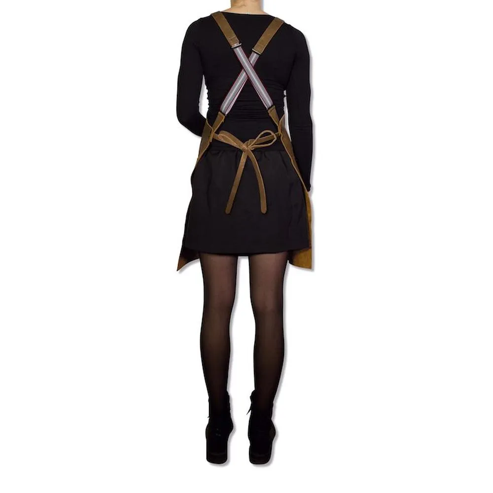 Dutchdeluxes Apron With Suspenders, Vintage Brown