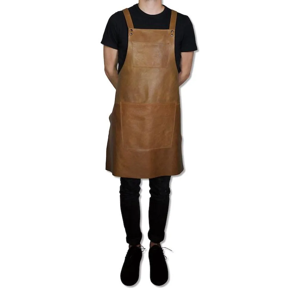 Dutchdeluxes Apron With Suspenders, Vintage Cognac