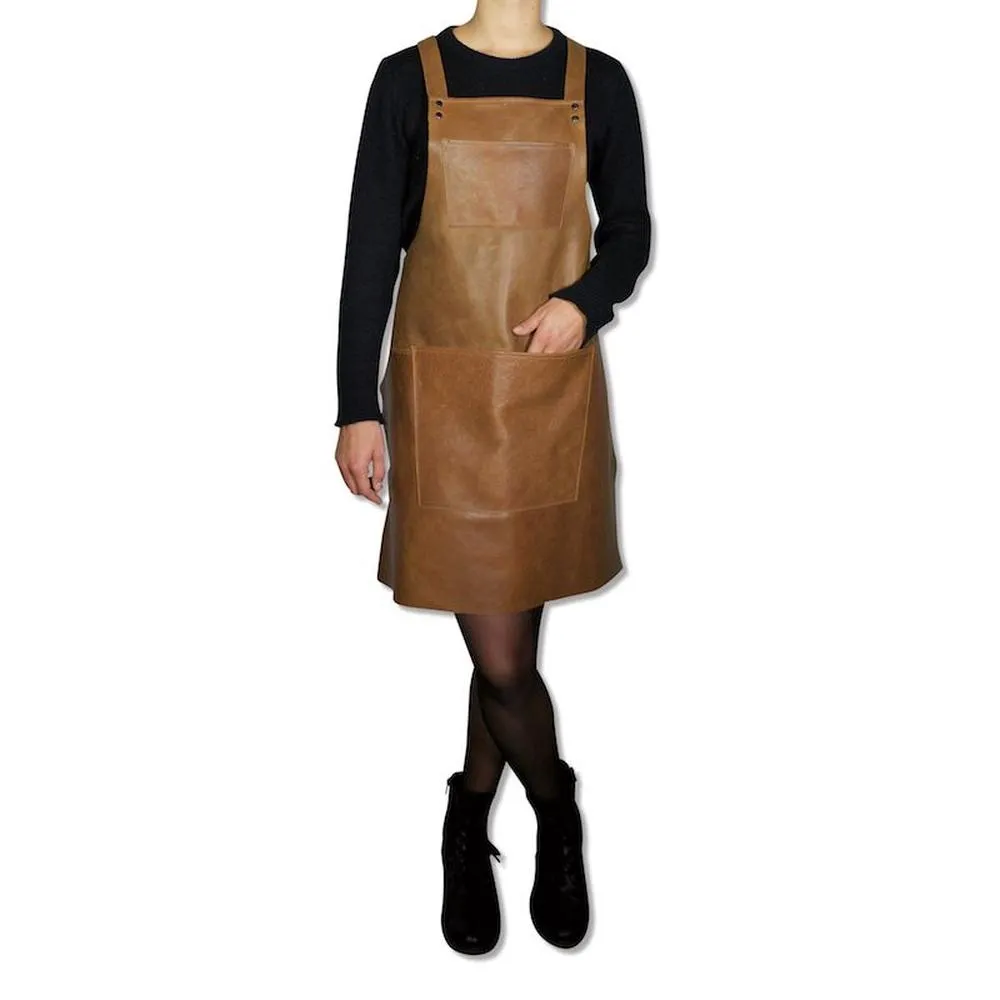 Dutchdeluxes Apron With Suspenders, Vintage Cognac