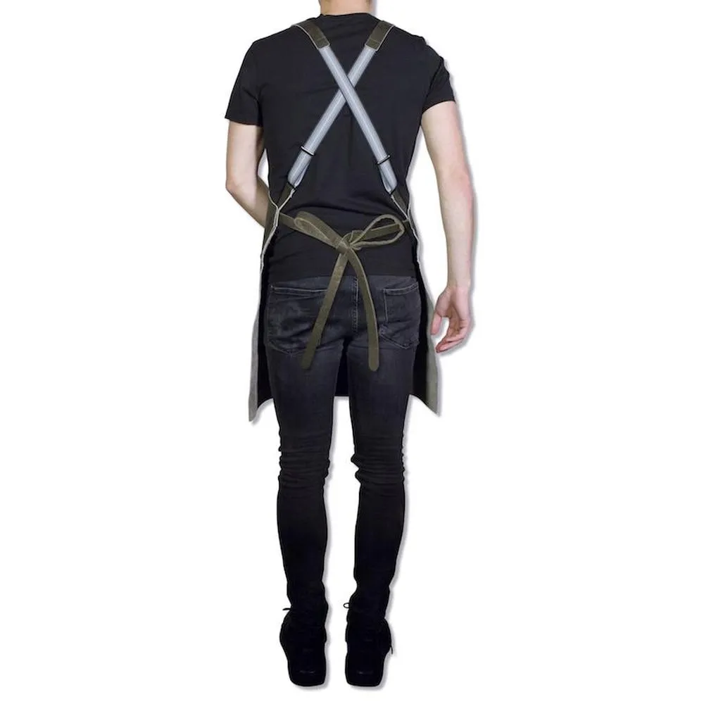 Dutchdeluxes Apron With Suspenders, Vintage Grey