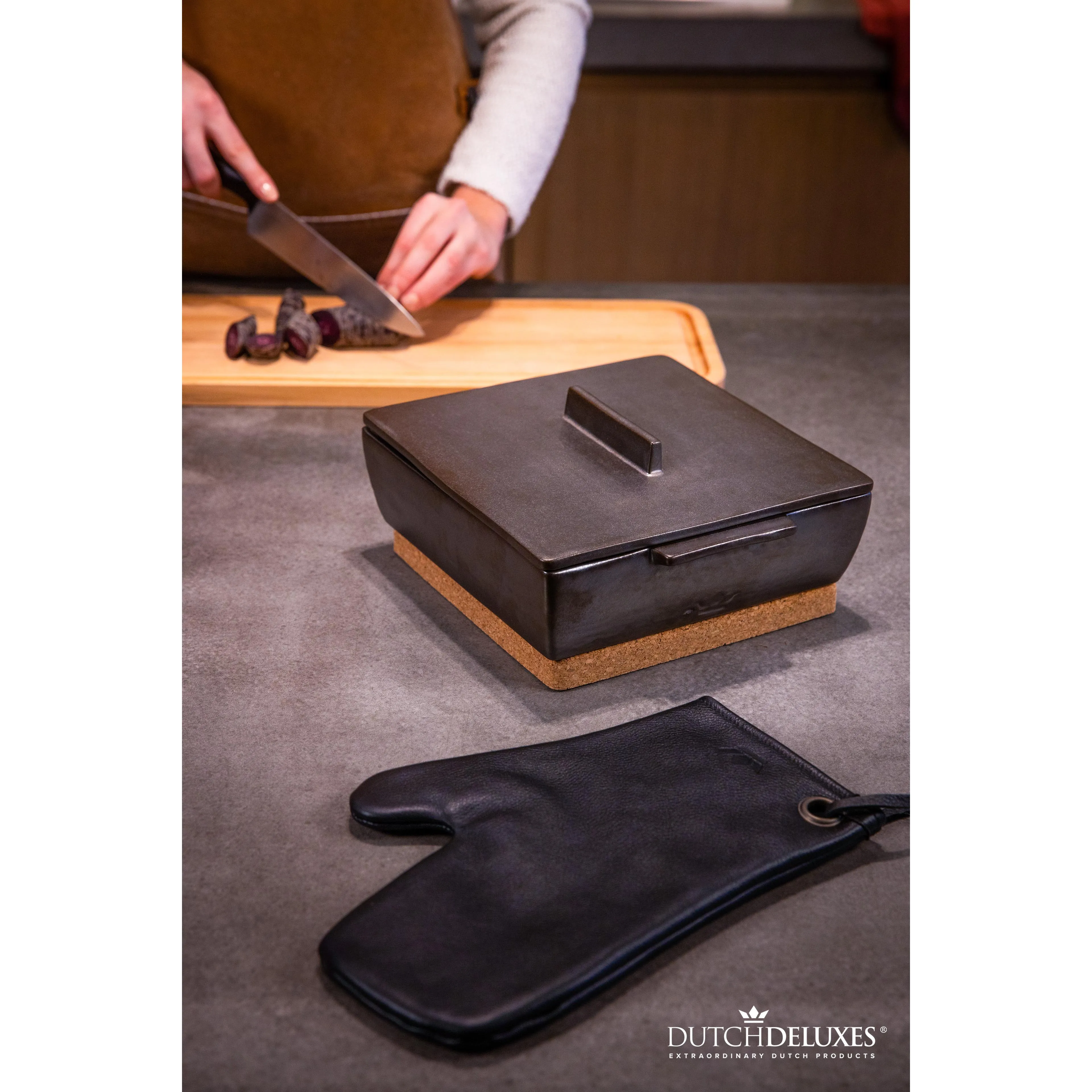 Dutchdeluxes Pot Glove Classic Leather, Black