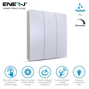 Ener-J 3Gang *PRO RANGE*  Kinetic Dimmable Switch - White