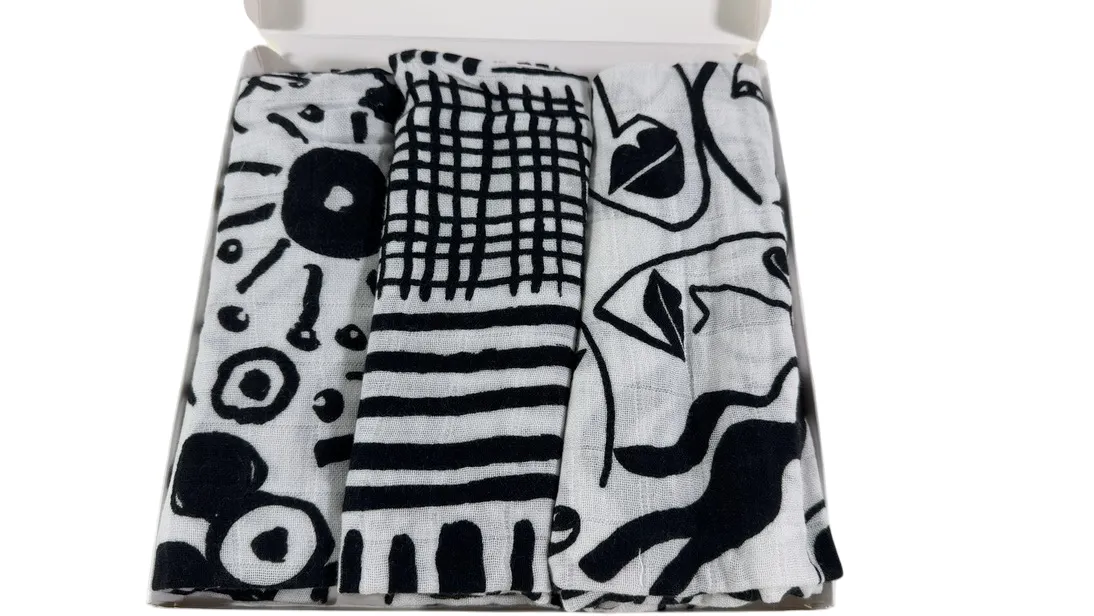 Etta Loves Muslin Squares 3 Pack, Drawing Print