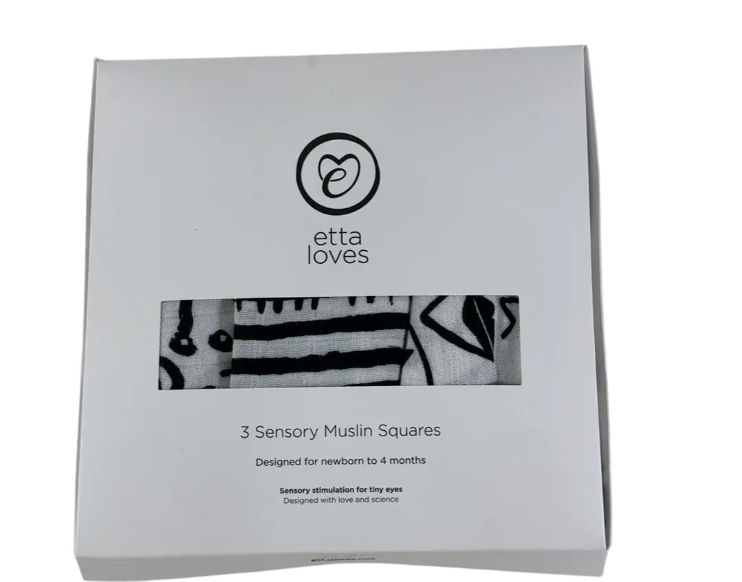 Etta Loves Muslin Squares 3 Pack, Drawing Print