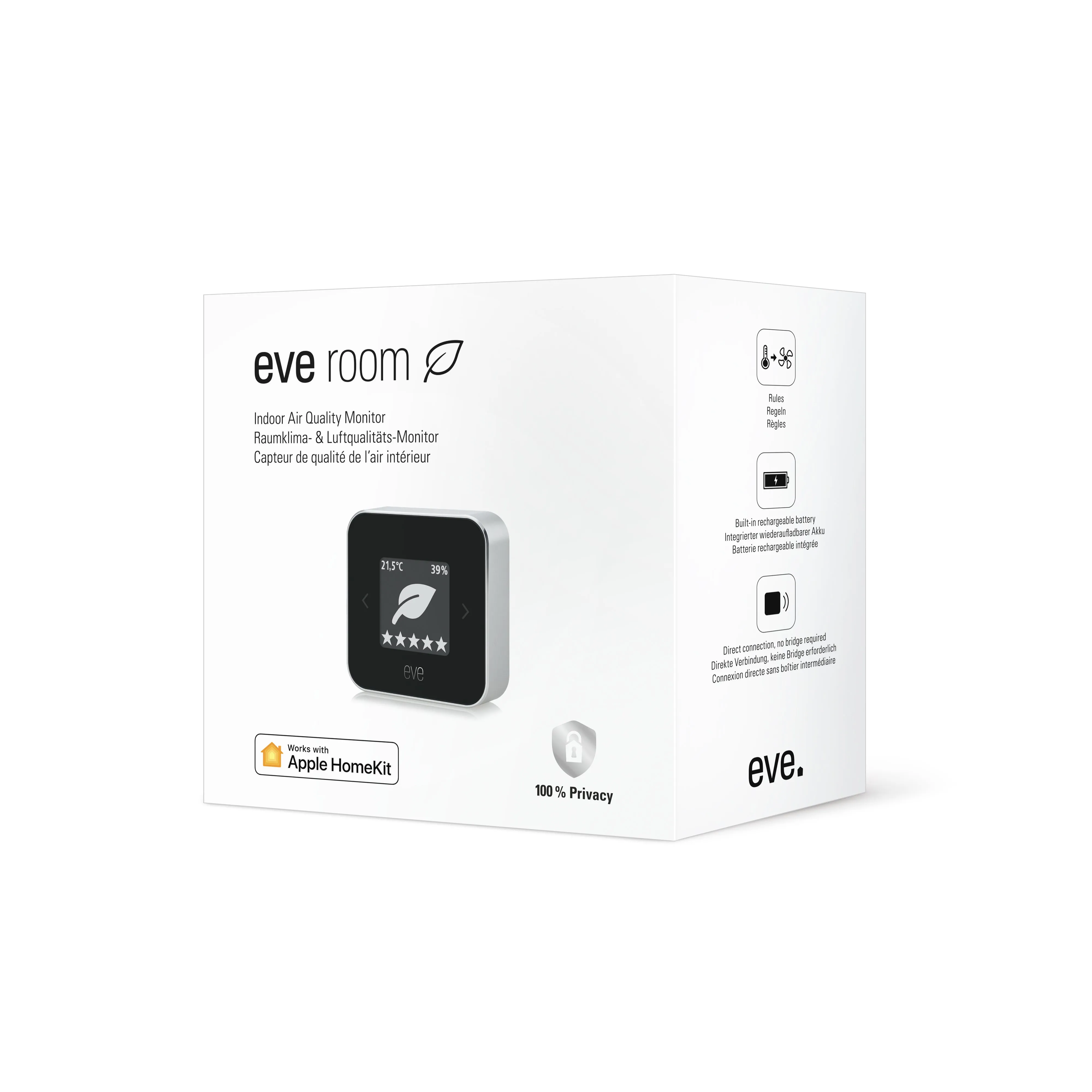Eve Room Indoor air quality sensor with Apple HomeKit technology