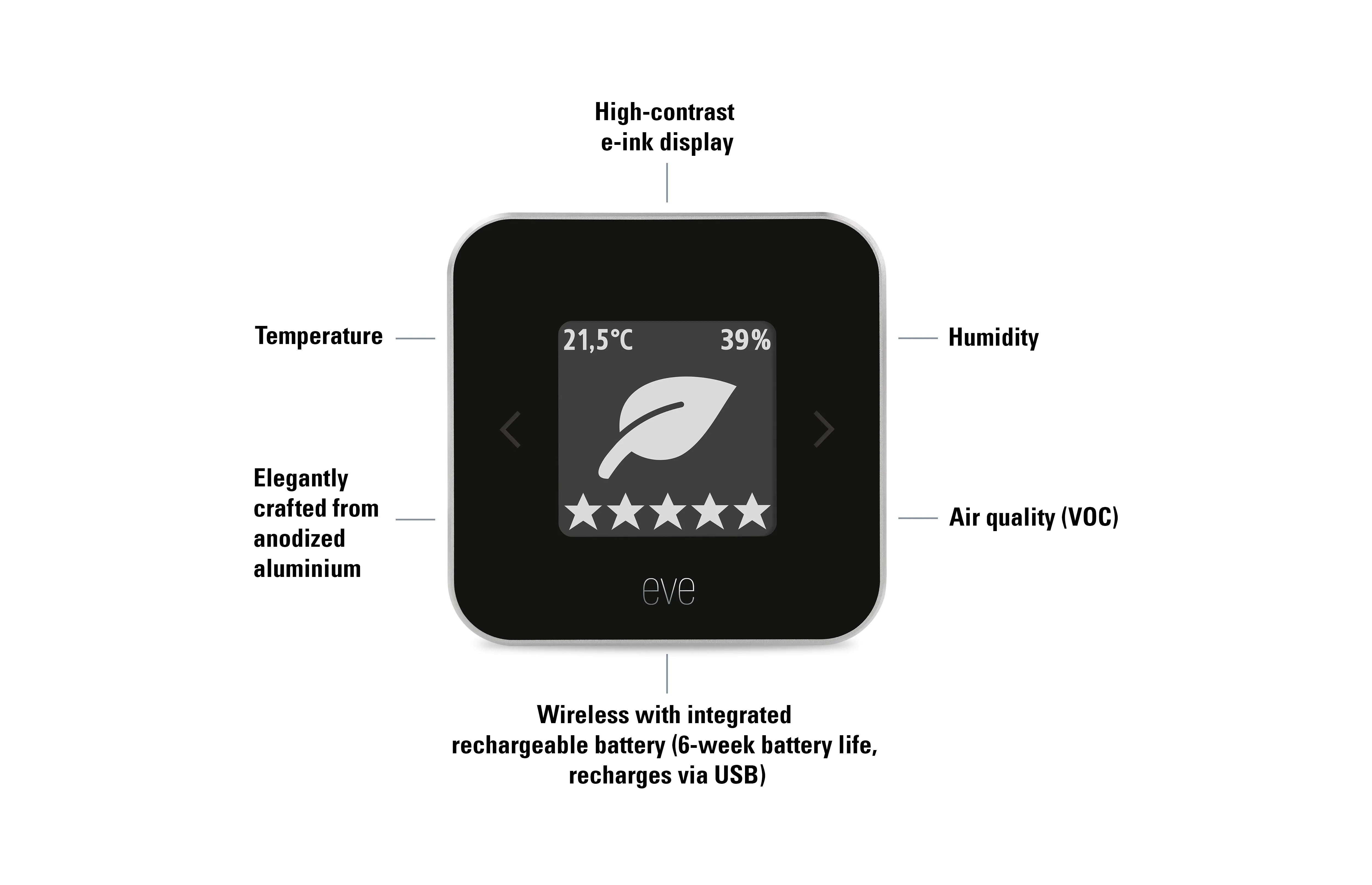 Eve Room Indoor air quality sensor with Apple HomeKit technology