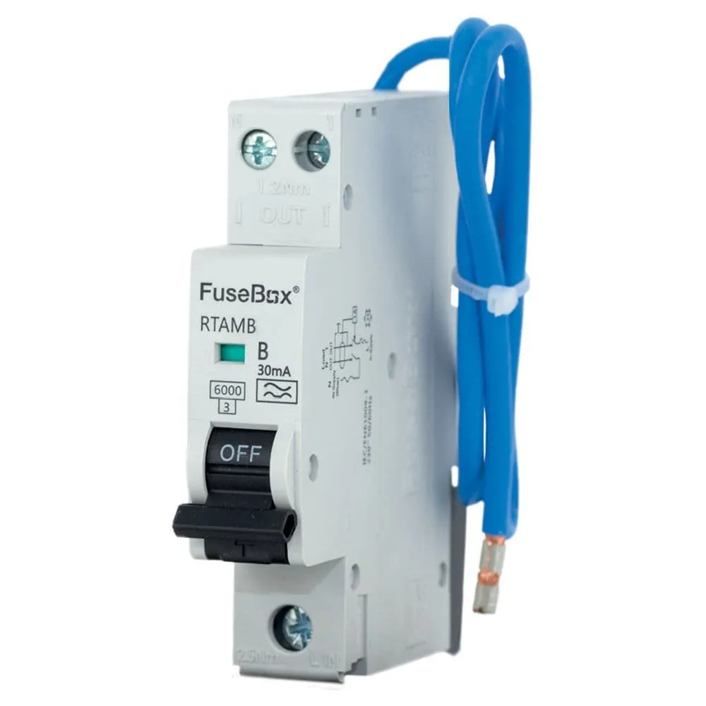 FuseBox RTAMB32 Mini 32A B-Curve RCBO 2 Pole 30mA 6kA Type A  (PIMO10)