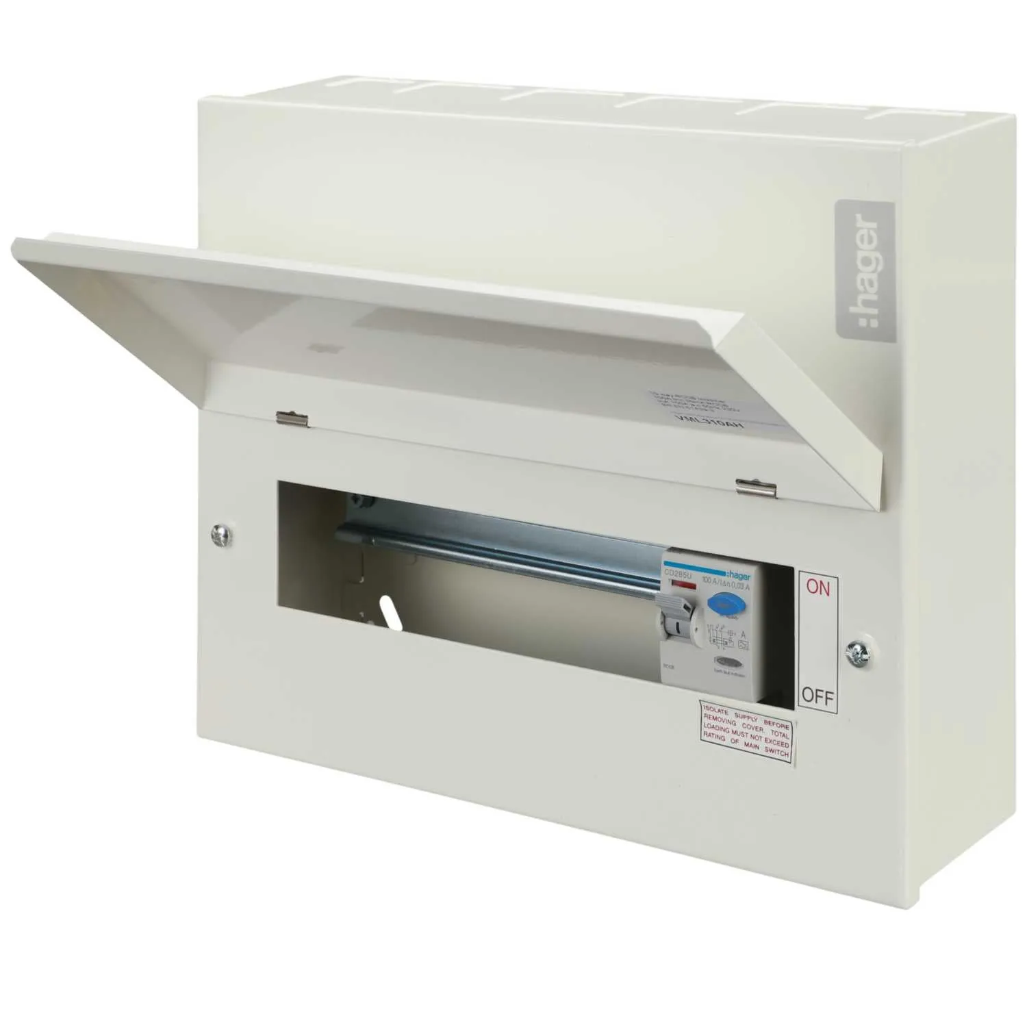 Hager VML310AH 10 Way 100A 30mA Type A RCCB Incomer