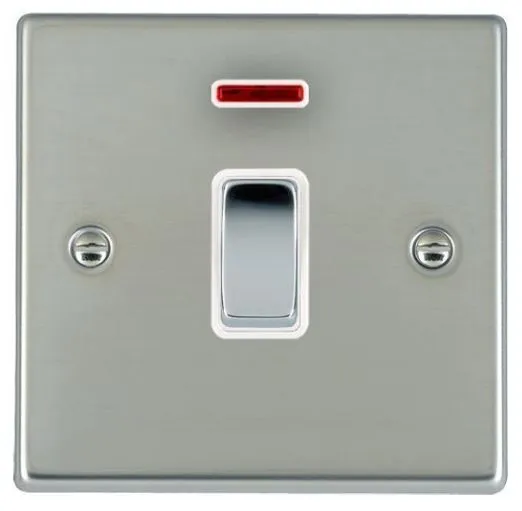Hamilton 73DPNBC-W 20AX 1 Gang Neon Switch - Bright Steel & White Insert