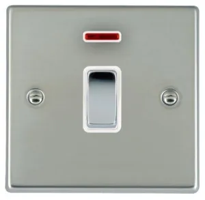 Hamilton 73DPNBC-W 20AX 1 Gang Neon Switch - Bright Steel & White Insert