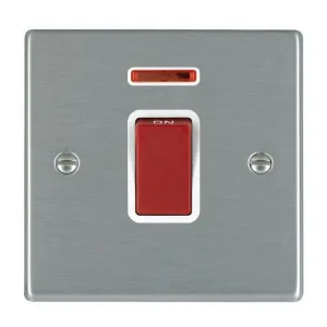 Hamilton 7445NW 1 Gang 45A DP Red Rocker with Neon - Satin Steel & White Insert