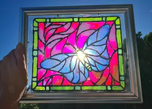 HAND PAINTED STAINED GLASS BUTTERFLY WALL ART
