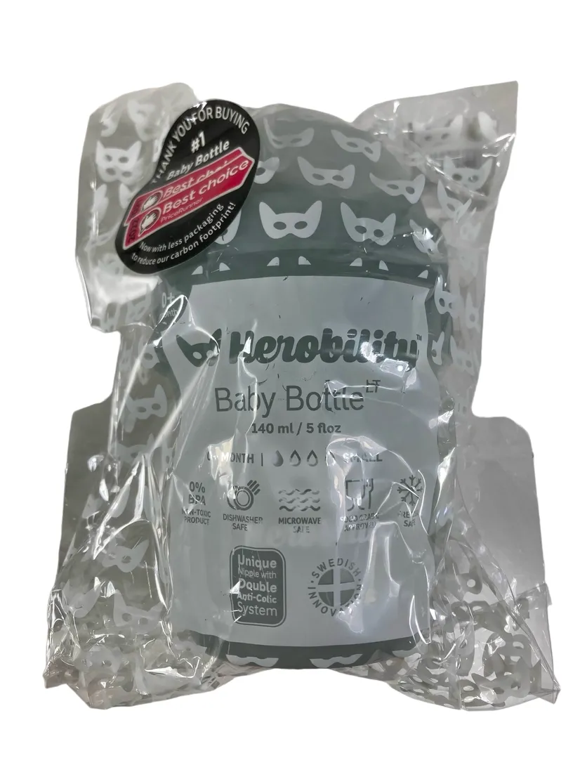 Herobility Wide-Neck Baby Bottle, Gray, 0  month, 1 Count