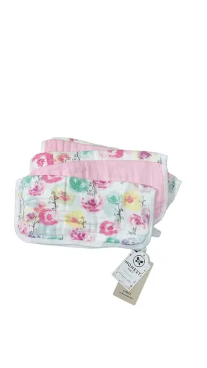 Honest Baby 5-pack Organic Cotton Multi-layer Woven Burp Cloths, Rose Blossom
