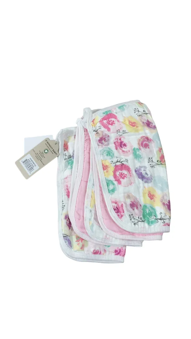 Honest Baby 5-pack Organic Cotton Multi-layer Woven Burp Cloths, Rose Blossom