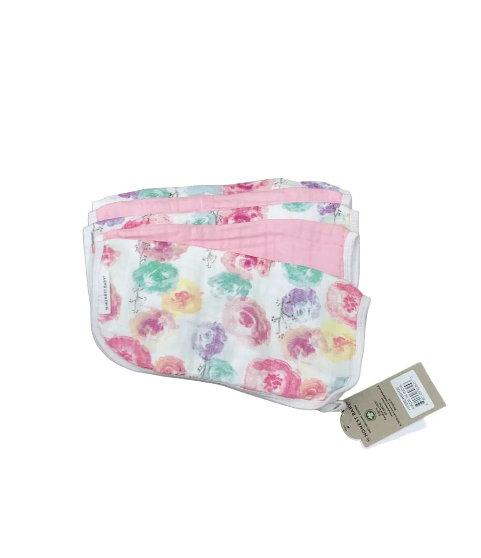Honest Baby 5-pack Organic Cotton Multi-layer Woven Burp Cloths, Rose Blossom