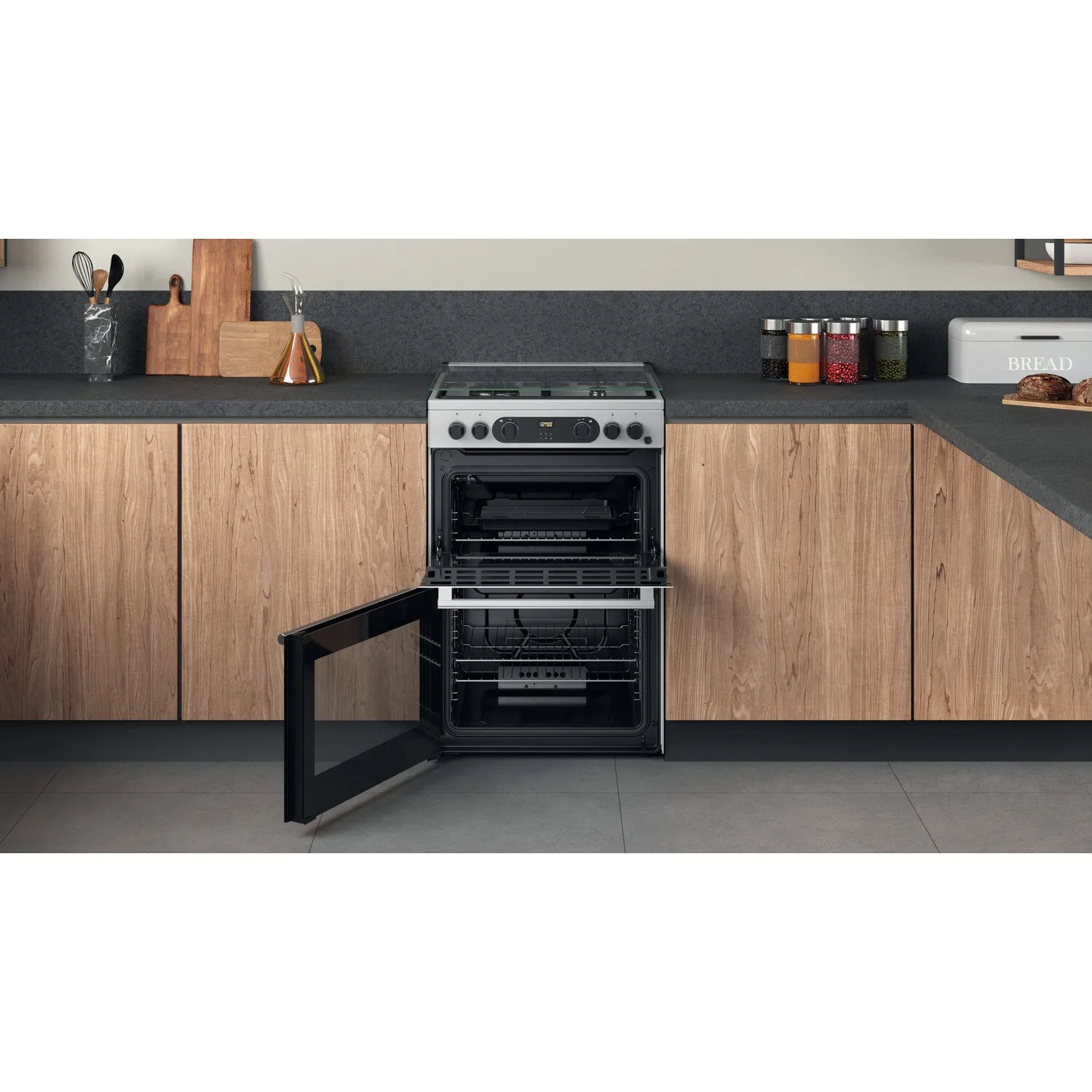 Hotpoint CD67G0CCX/UK Freestanding Gas Cooker - Silver