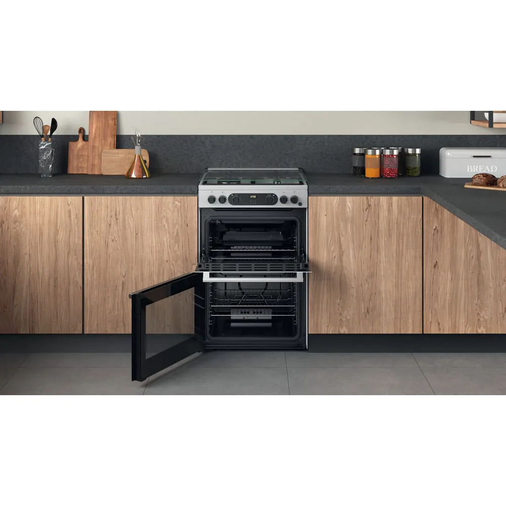 Hotpoint CD67G0CCX/UK Freestanding Gas Cooker - Silver