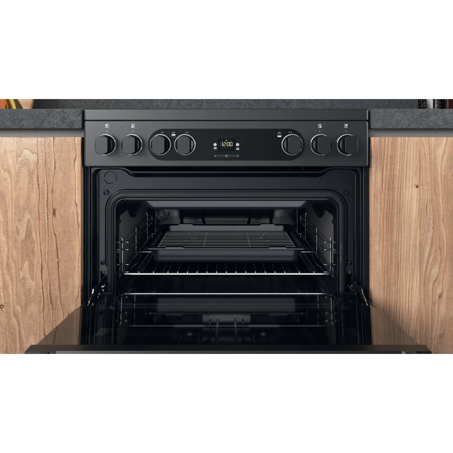Hotpoint CD67V9H2CA/UK Freestanding Electric Ceramic Cooker - Black