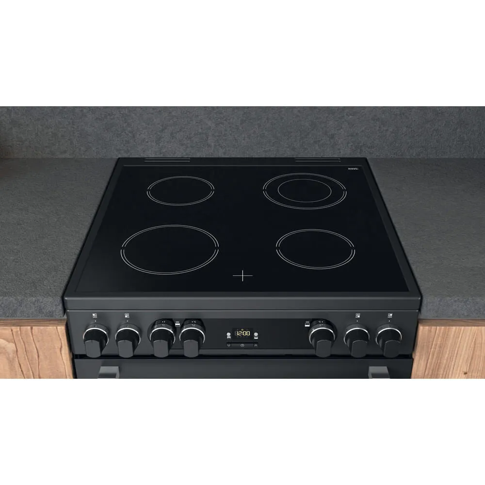 Hotpoint CD67V9H2CA/UK Freestanding Electric Ceramic Cooker - Black