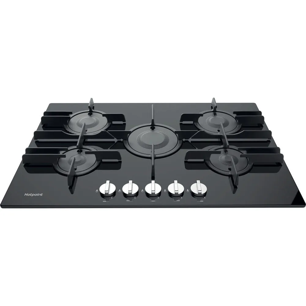 Hotpoint FTGHG 751 D/H(BK) 75cm Built-in Gas Hob - 5 Zones, Black