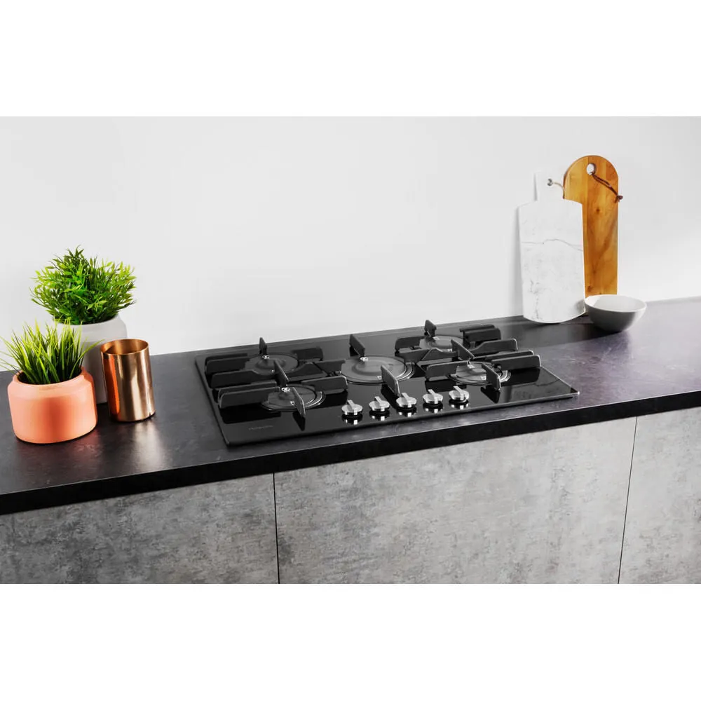 Hotpoint FTGHG 751 D/H(BK) 75cm Built-in Gas Hob - 5 Zones, Black
