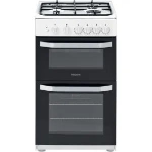 Hotpoint HD5G00KCW/UK Freestanding Gas Cooker - Black, White