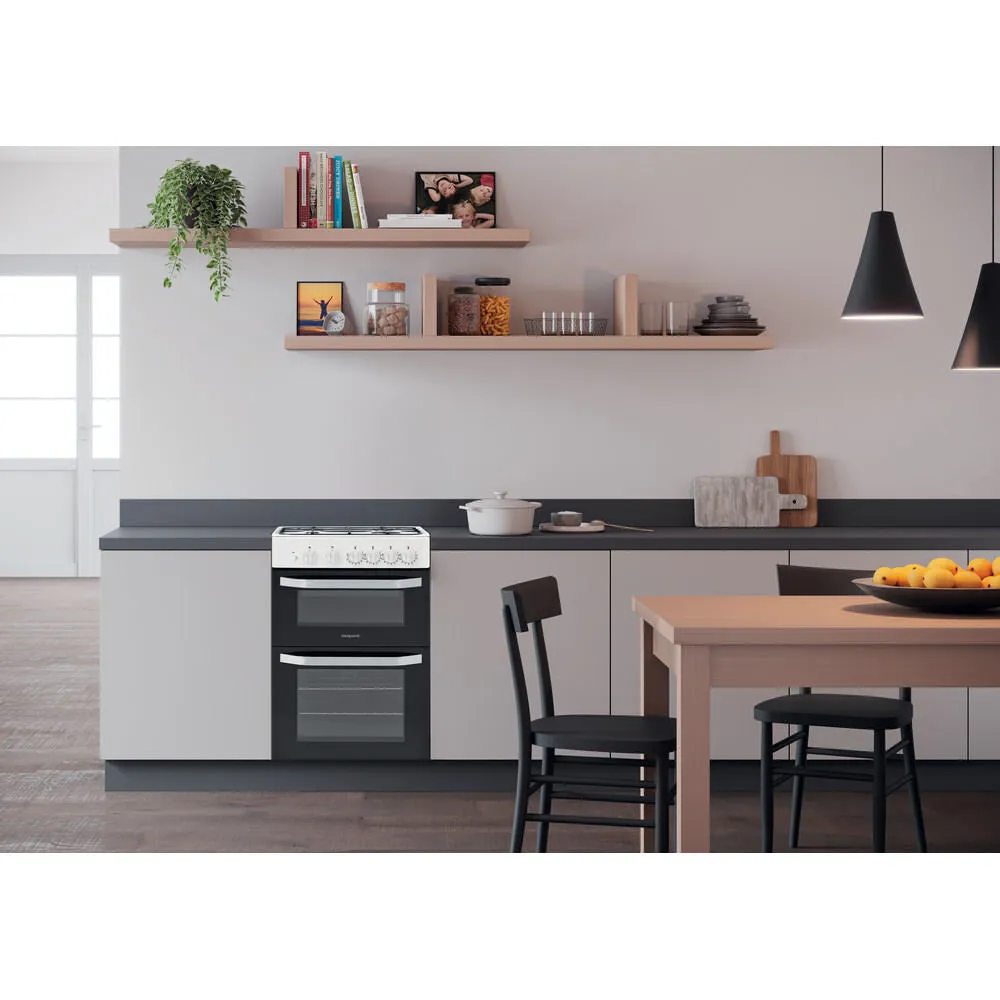 Hotpoint HD5G00KCW/UK Freestanding Gas Cooker - Black, White