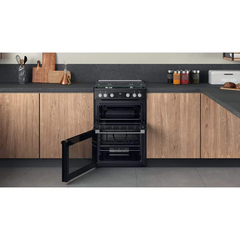 Hotpoint HDM67G0C2CB/UK Freestanding Gas Cooker - Black