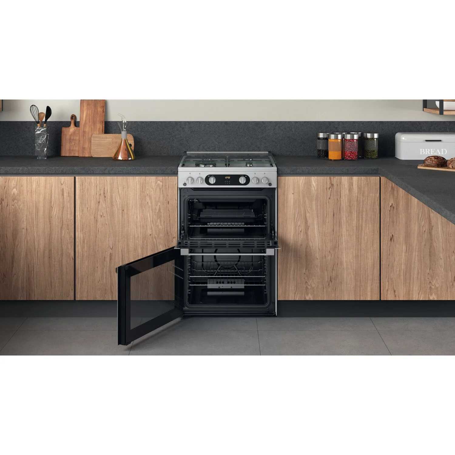 Hotpoint HDM67G0C2CX/UK Freestanding Gas Cooker - Silver