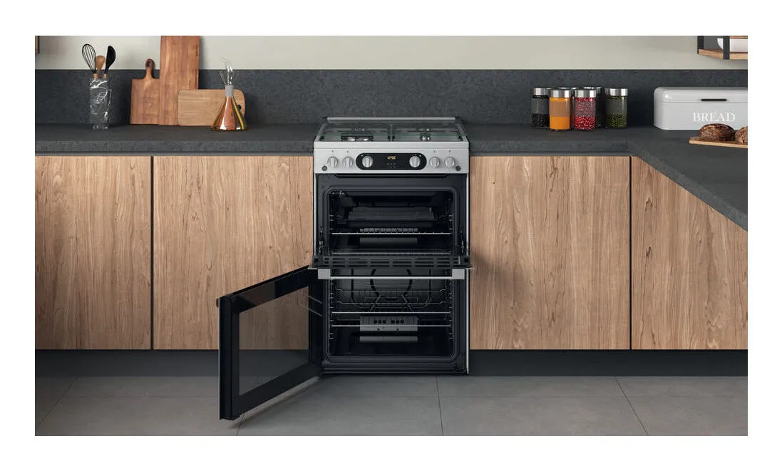 Hotpoint HDM67G0C2CX/UK Freestanding Gas Cooker - Silver