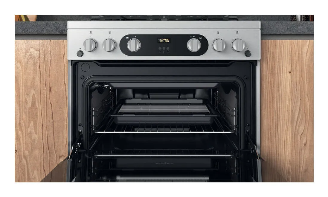 Hotpoint HDM67G0C2CX/UK Freestanding Gas Cooker - Silver