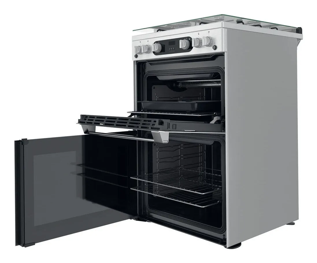 Hotpoint HDM67G0C2CX/UK Freestanding Gas Cooker - Silver
