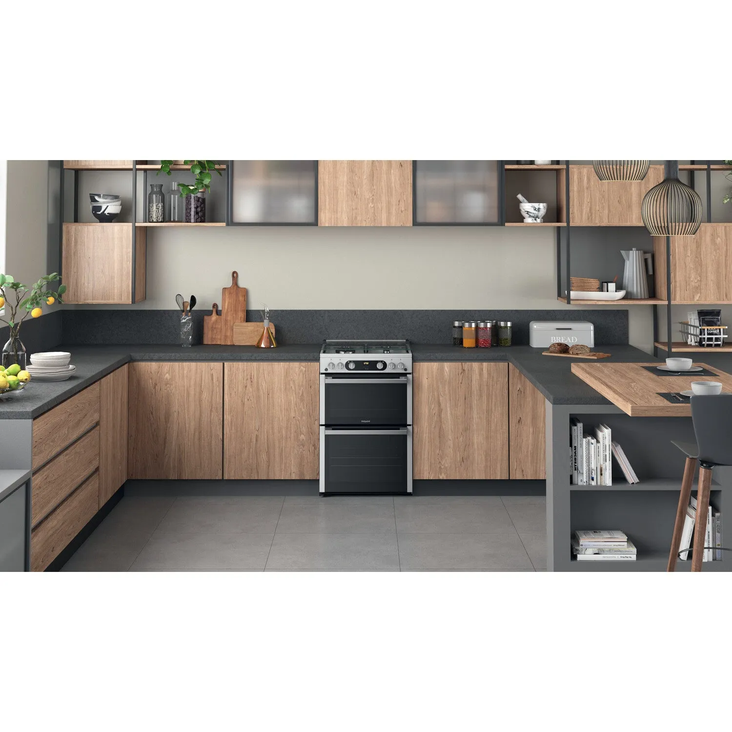 Hotpoint HDM67G0C2CX/UK Freestanding Gas Cooker - Silver