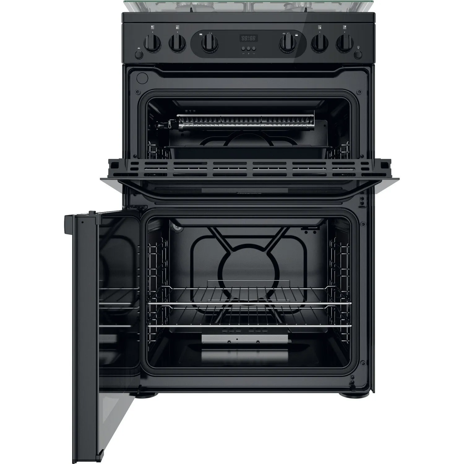 Hotpoint HDM67G0CCB/UK Freestanding Gas Cooker - Black
