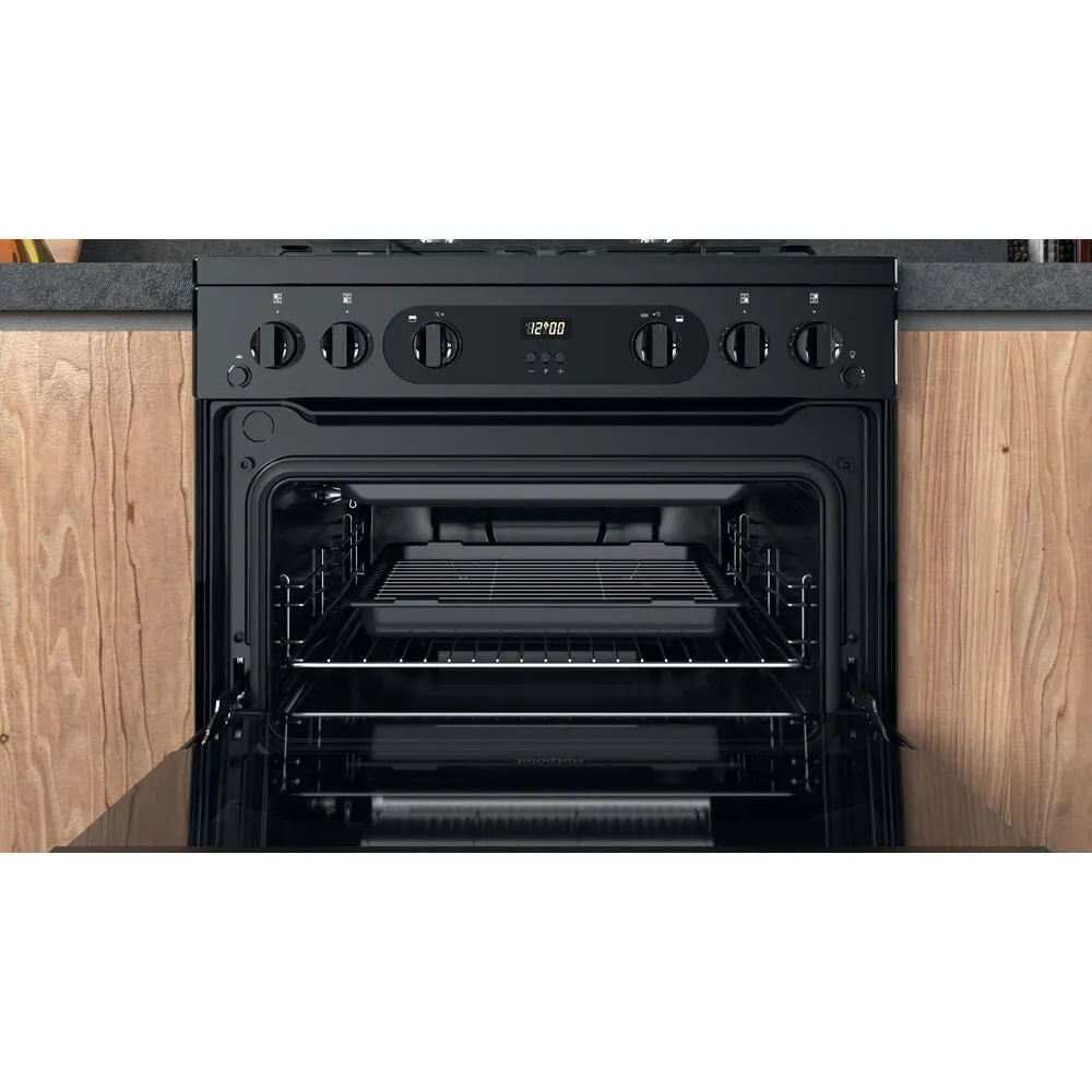 Hotpoint HDM67G0CCB/UK Freestanding Gas Cooker - Black