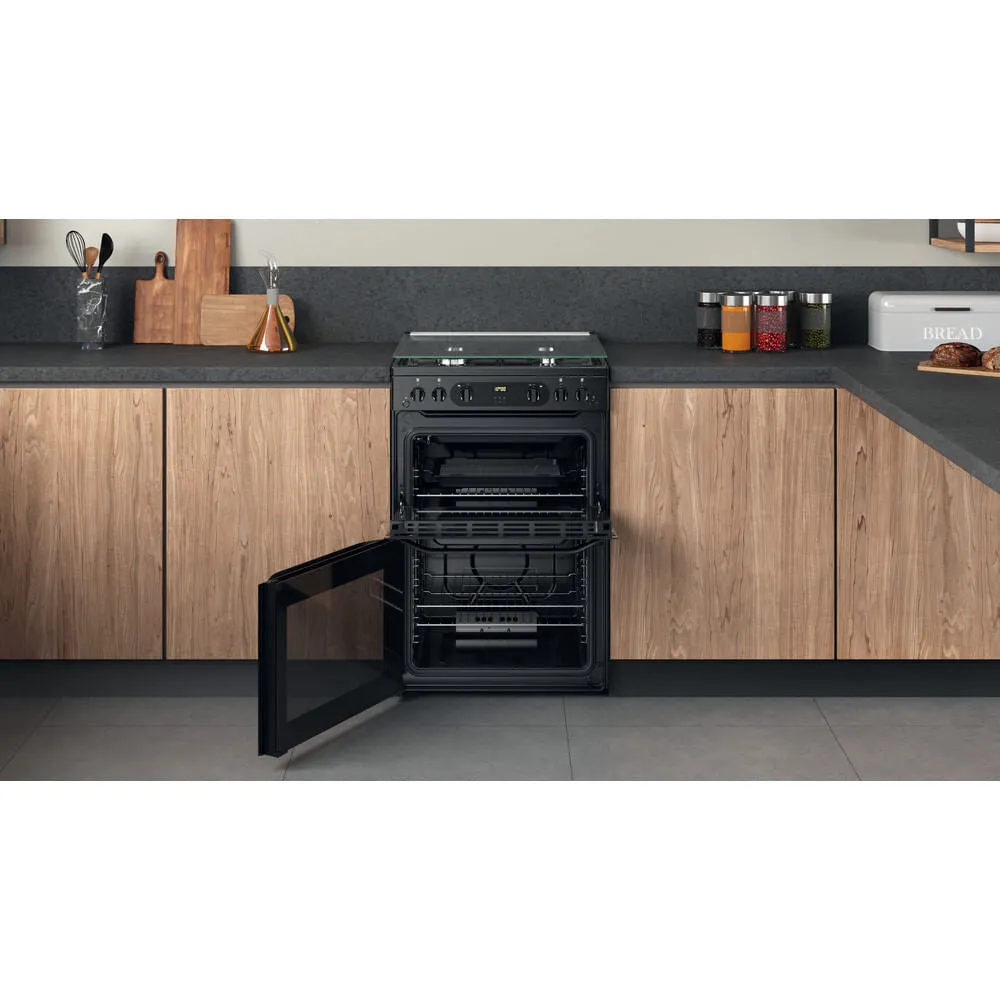 Hotpoint HDM67G0CCB/UK Freestanding Gas Cooker - Black