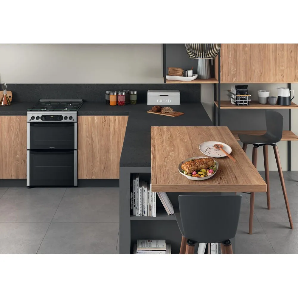 Hotpoint HDM67G0CCX/UK Freestanding Gas Cooker - Silver