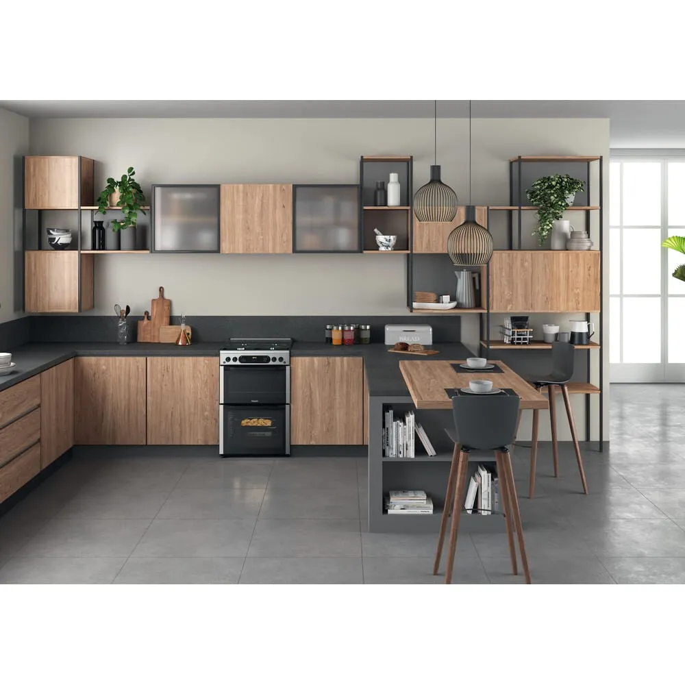 Hotpoint HDM67G0CCX/UK Freestanding Gas Cooker - Silver