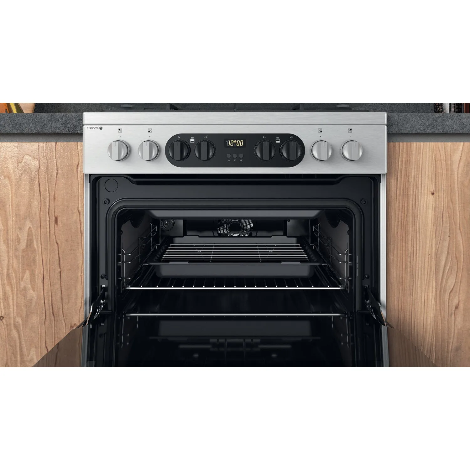 Hotpoint HDM67G8C2CX/UK Freestanding Cooker - Electric, Gas, Silver