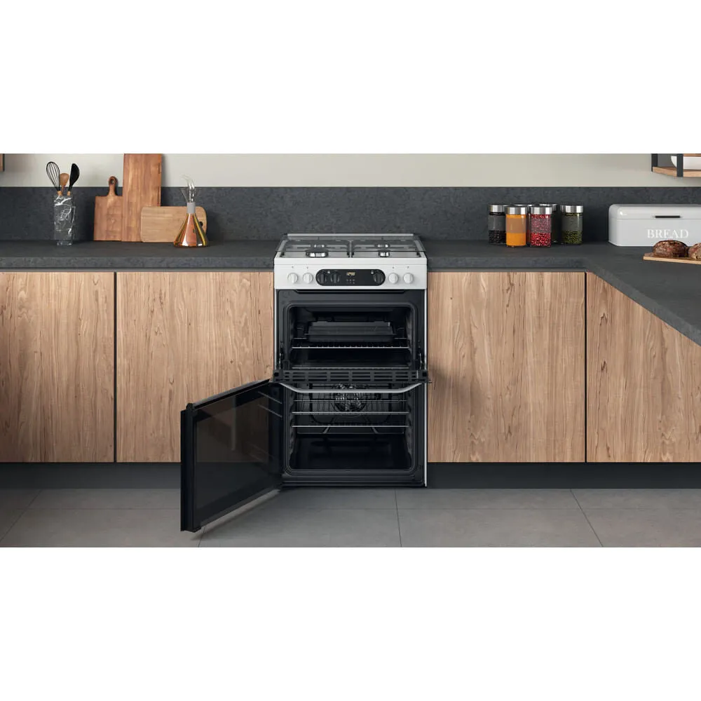 Hotpoint HDM67G9C2CW/UK Freestanding Gas Cooker - Electric, White