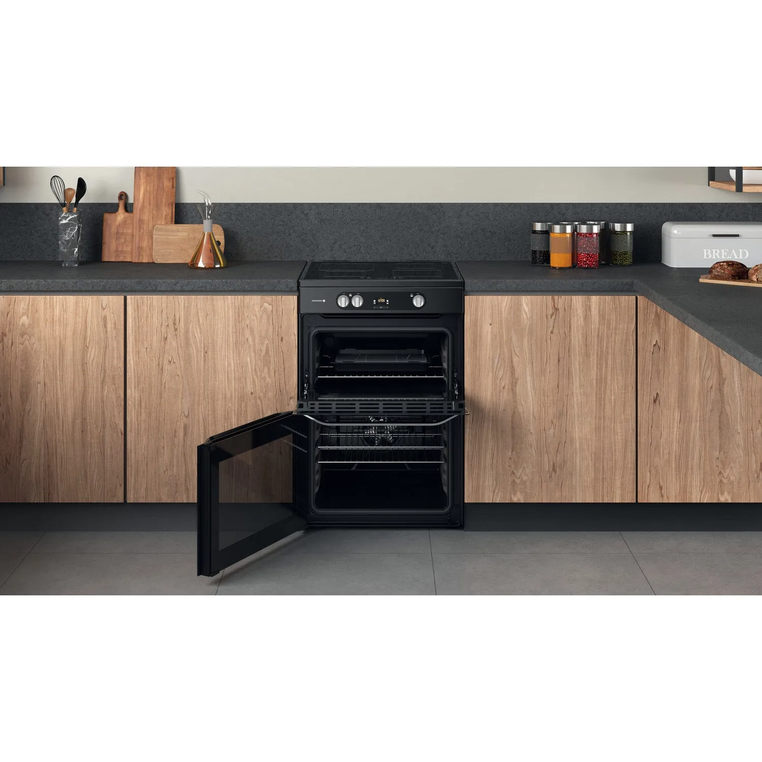 Hotpoint HDM67I9H2CB/U Freestanding Electric Cooker - Induction Hob, Black, A Rated